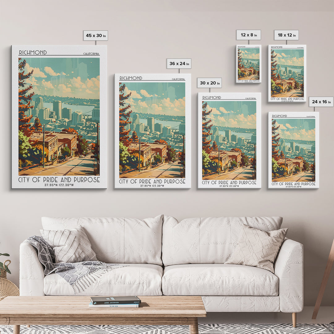Richmond California Travel Poster, Canvas Print, Travel Wall Art, City Wall Art, Home Office Decor, Minimalist Poster, Landscape Art