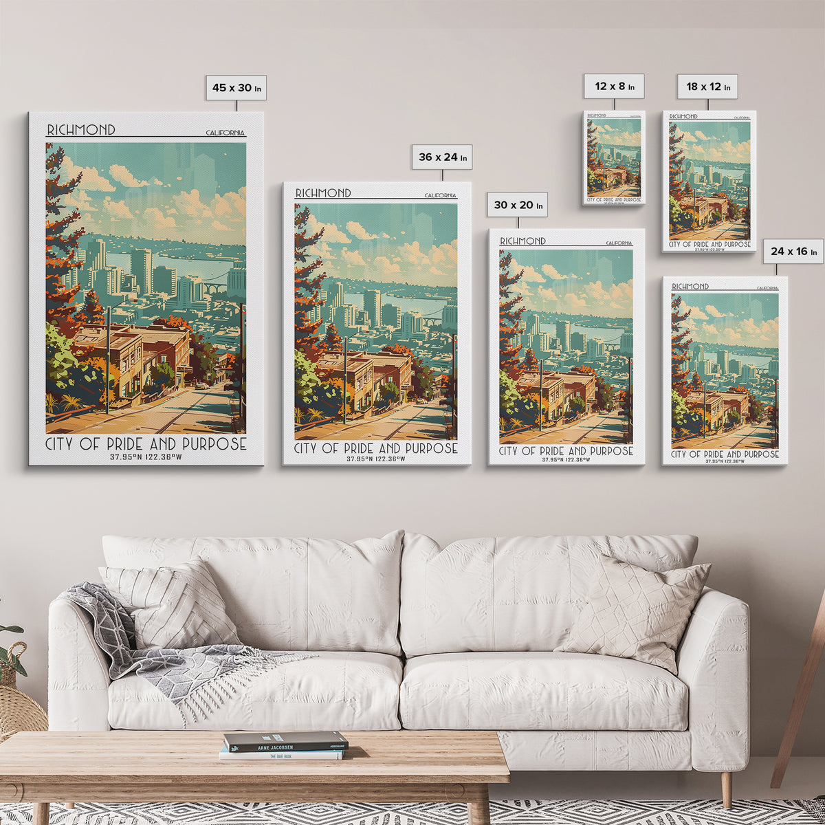 Richmond California Travel Poster, Canvas Print, Travel Wall Art, City Wall Art, Home Office Decor, Minimalist Poster, Landscape Art