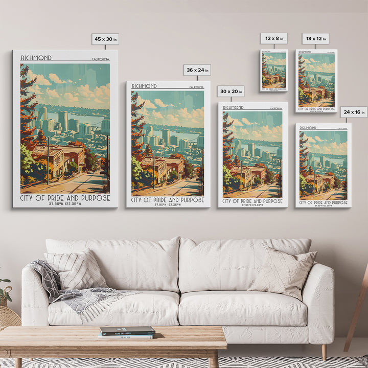 Richmond California Travel Poster, Canvas Print, Travel Wall Art, City Wall Art, Home Office Decor, Minimalist Poster, Landscape Art