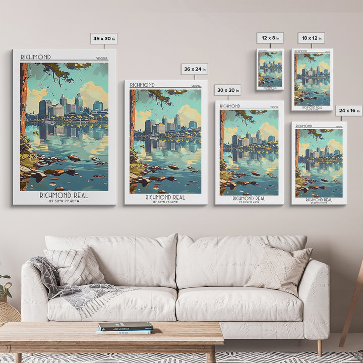 Richmond Virginia Travel Poster, Canvas Print, City Travel Poster, Travel Wall Art, Travel Art Print, Wall Art, Watercolor Cityscape