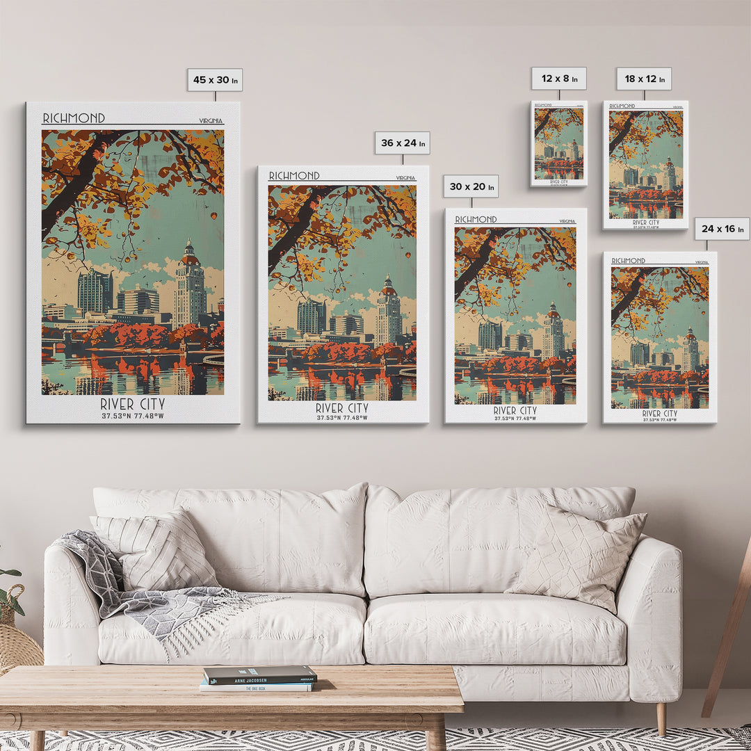 Richmond Virginia Travel Poster, Framed Canvas Print, City Art Print, Travel Wall Art, Travel Art Print, Poster Art, Vintage Posters