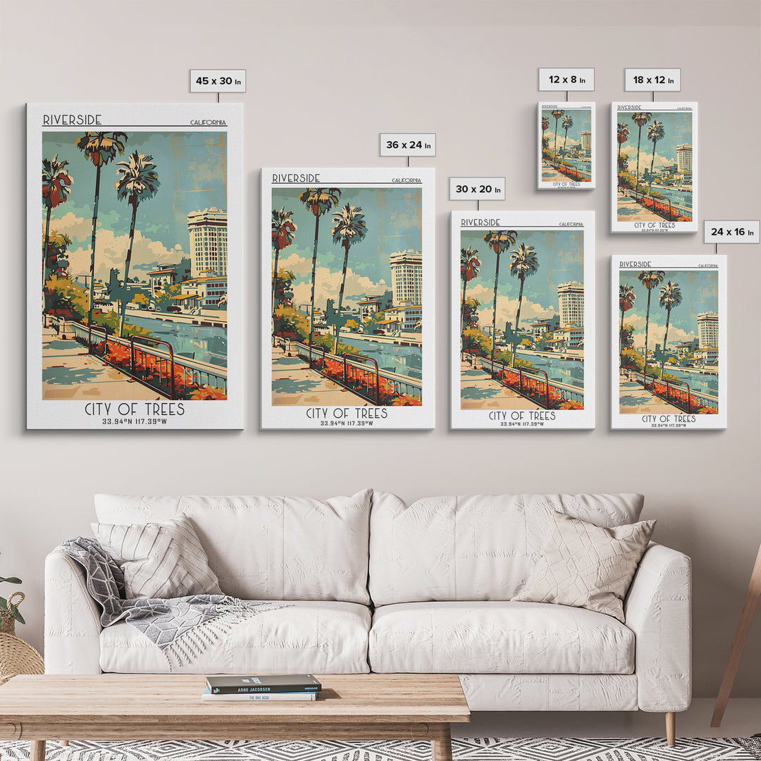 Riverside California Travel Poster, Framed Canvas Print, City Travel Poster, Travel Wall Art, City Illustration, Retro Travel Poster