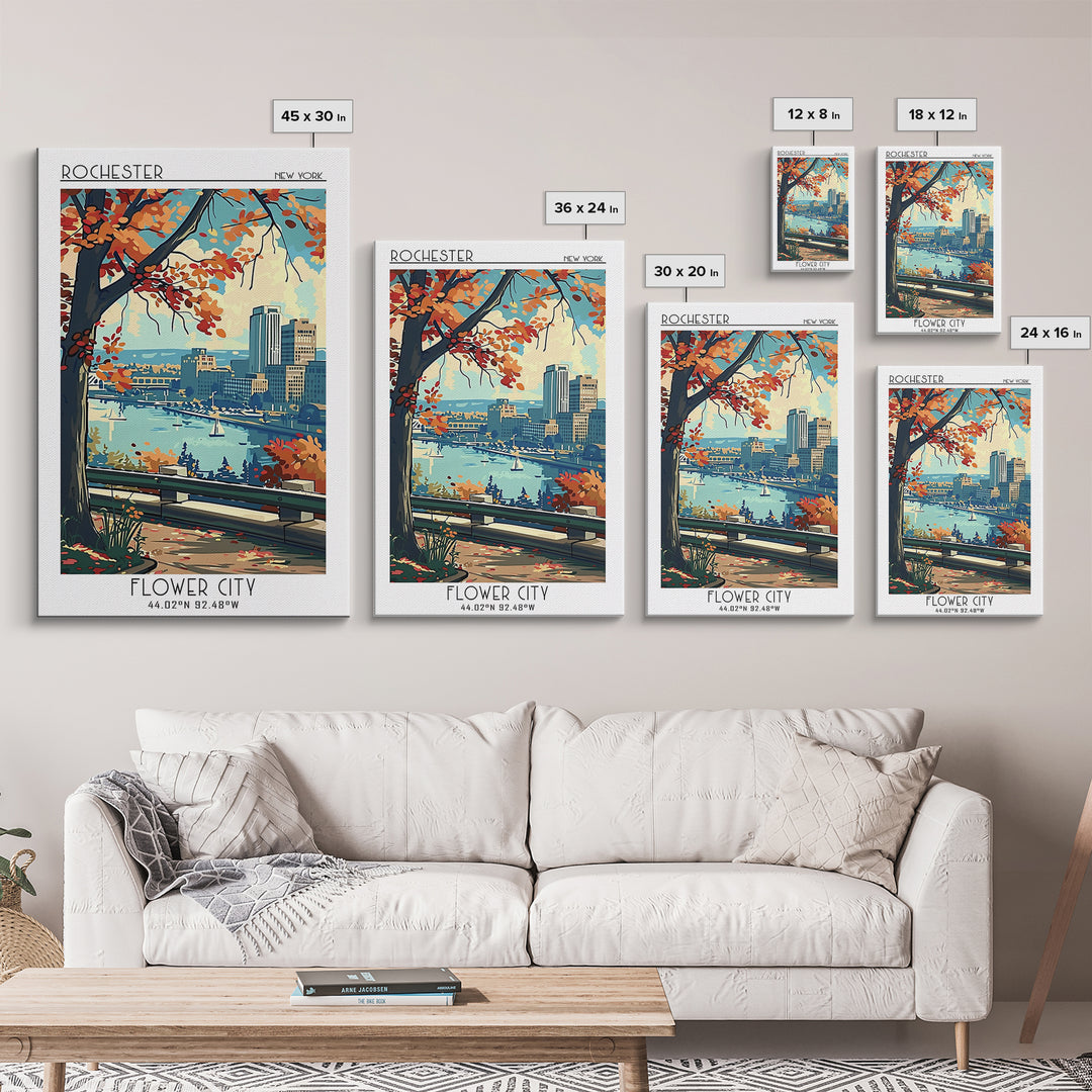 Rochester New York Travel Poster, Canvas Print, Vintage Travel Print, City Wall Art, Vintage Posters, Travel Art Print, Travel Print