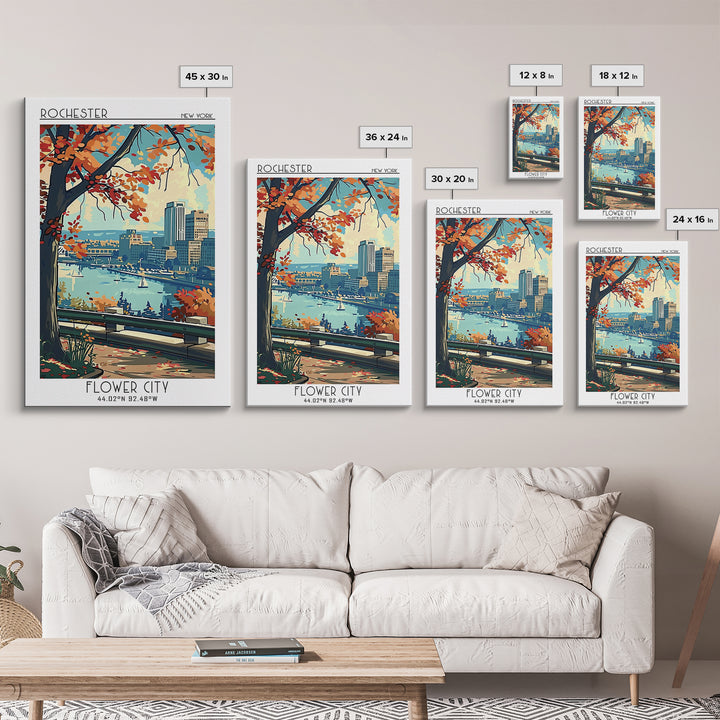 Rochester New York Travel Poster, Canvas Print, Vintage Travel Print, City Wall Art, Vintage Posters, Travel Art Print, Travel Print