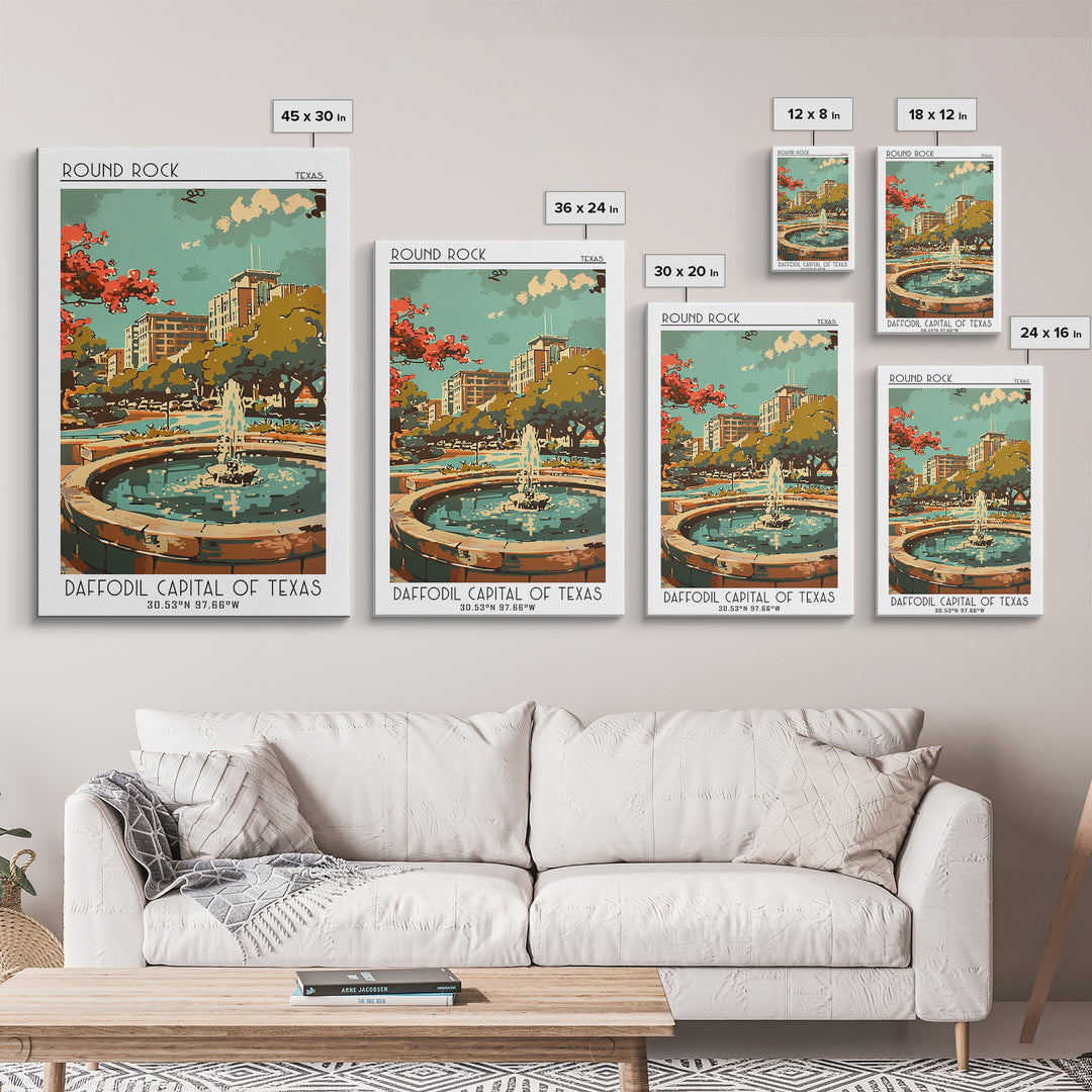 Round Rock Texas Travel Poster, Canvas Print, Travel Art Print, Modern Wall Decor, Travel Print, Retro Travel Poster, Retro Wall Art