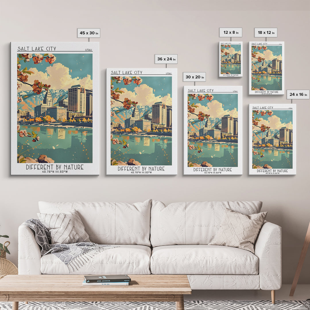 Salt Lake City Travel Poster, Canvas Print, City Travel Poster, Travel Wall Decor, Retro Wall Art, Minimalist Poster, Fine Art Print