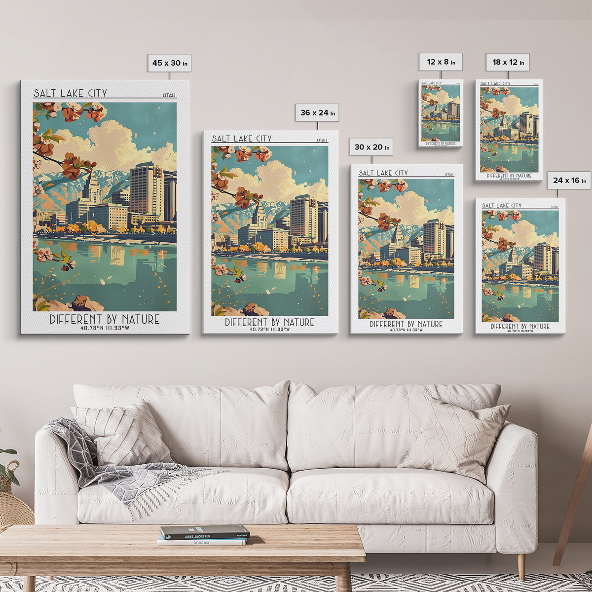 Salt Lake City Travel Poster, Canvas Print, City Travel Poster, Travel Wall Decor, Retro Wall Art, Minimalist Poster, Fine Art Print
