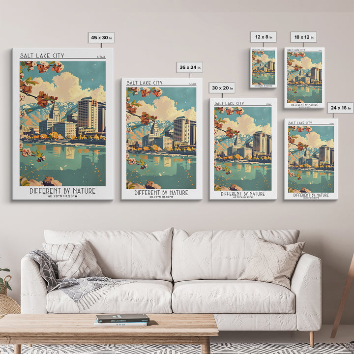 Salt Lake City Travel Poster, Canvas Print, City Travel Poster, Travel Wall Decor, Retro Wall Art, Minimalist Poster, Fine Art Print