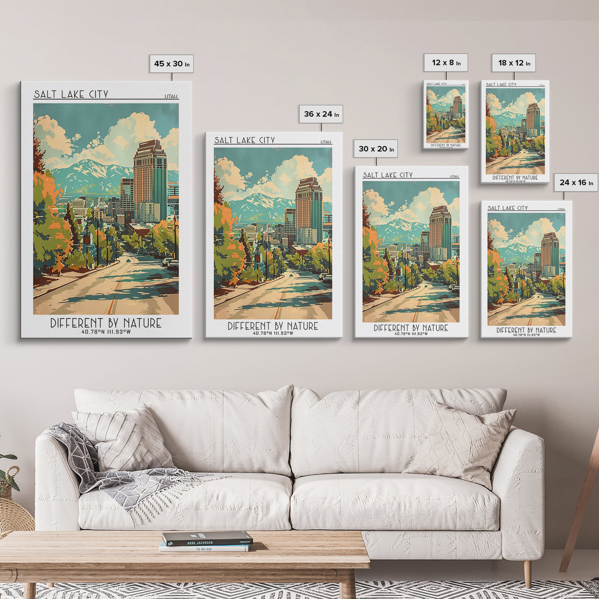 Salt Lake City Utah Travel Poster, Framed Canvas Print, City Travel Poster, Travel Wall Decor, Living Room Wall Art, Travel Wall Art