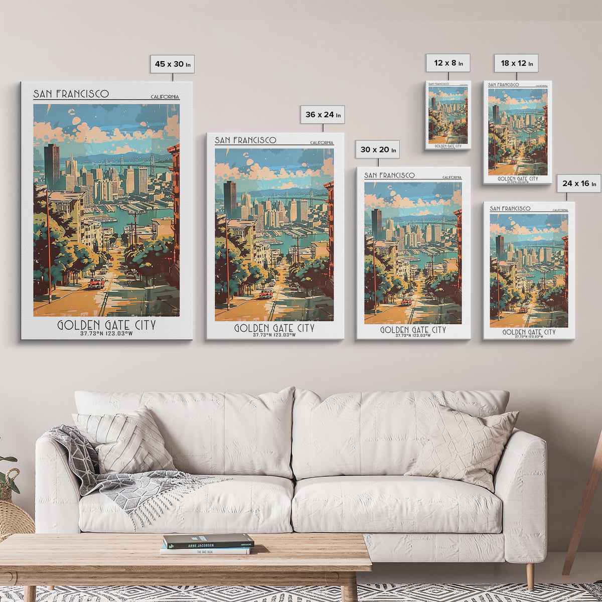 San Francisco California Travel Poster, Canvas Print, Travel Wall Art, City Wall Art, Art Print, Minimalist Poster, Gallery Wall Set