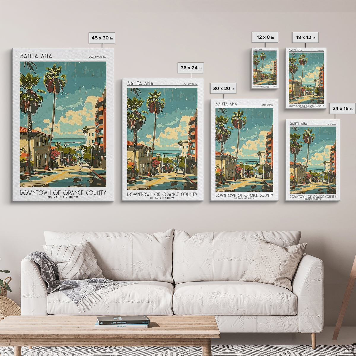 Santa Ana Travel Poster, Framed Canvas Print, Travel Wall Art, City Wall Art, Travel Prints, Home Office Decor, Watercolor Cityscape