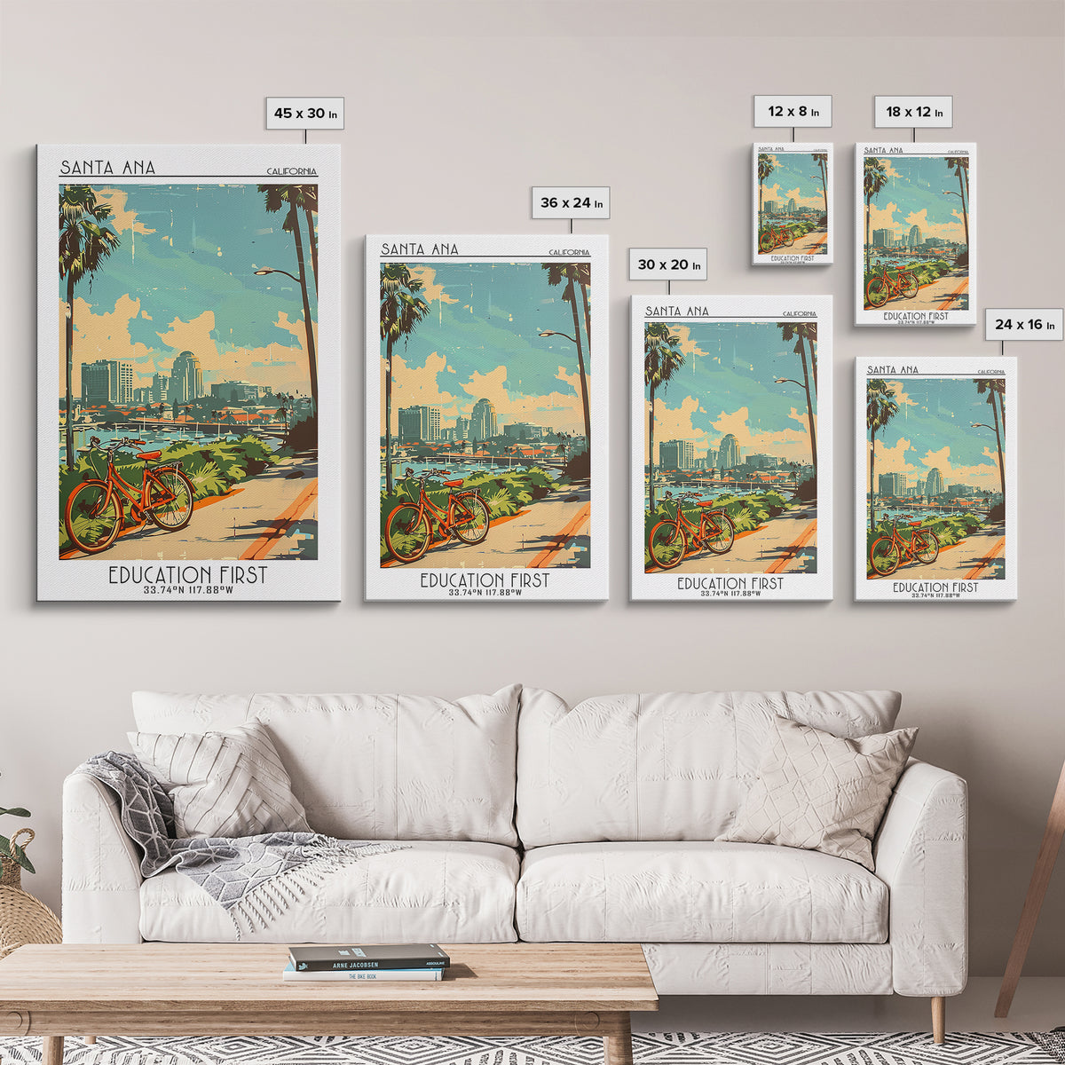 Santa Ana California Travel Poster, Framed Canvas Print, City Travel Poster, Travel Wall Decor, Minimalist Poster, City Illustration