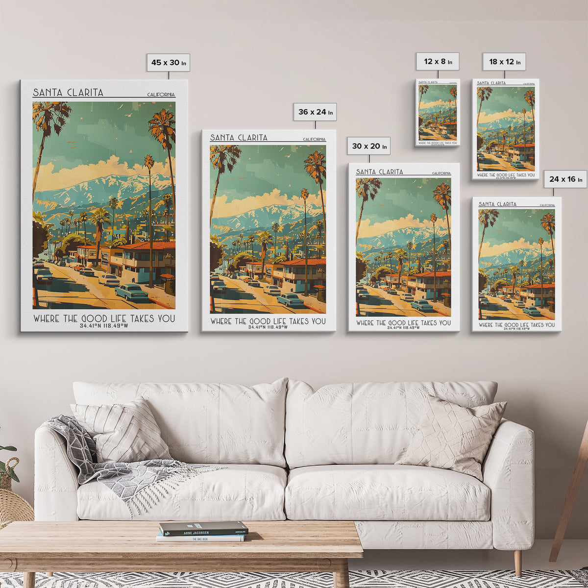 Santa Clarita California Travel Poster, Framed Canvas Print, City Travel Poster, Travel Wall Art, Home Decor, Travel Decor, Wall Art