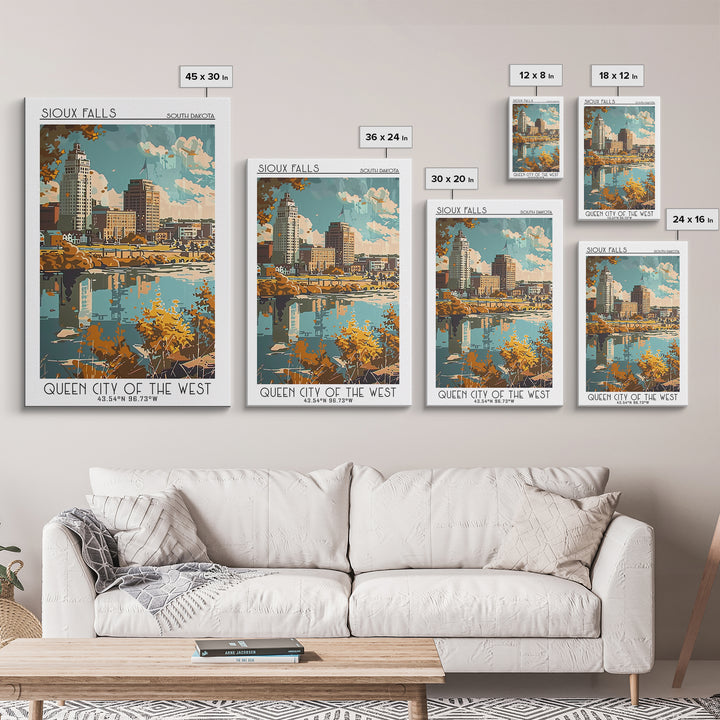 Sioux Falls Travel Poster, Framed Canvas Print, City Art Print, Travel Wall Art, Vintage City Poster, City Travel Poster, Poster Art