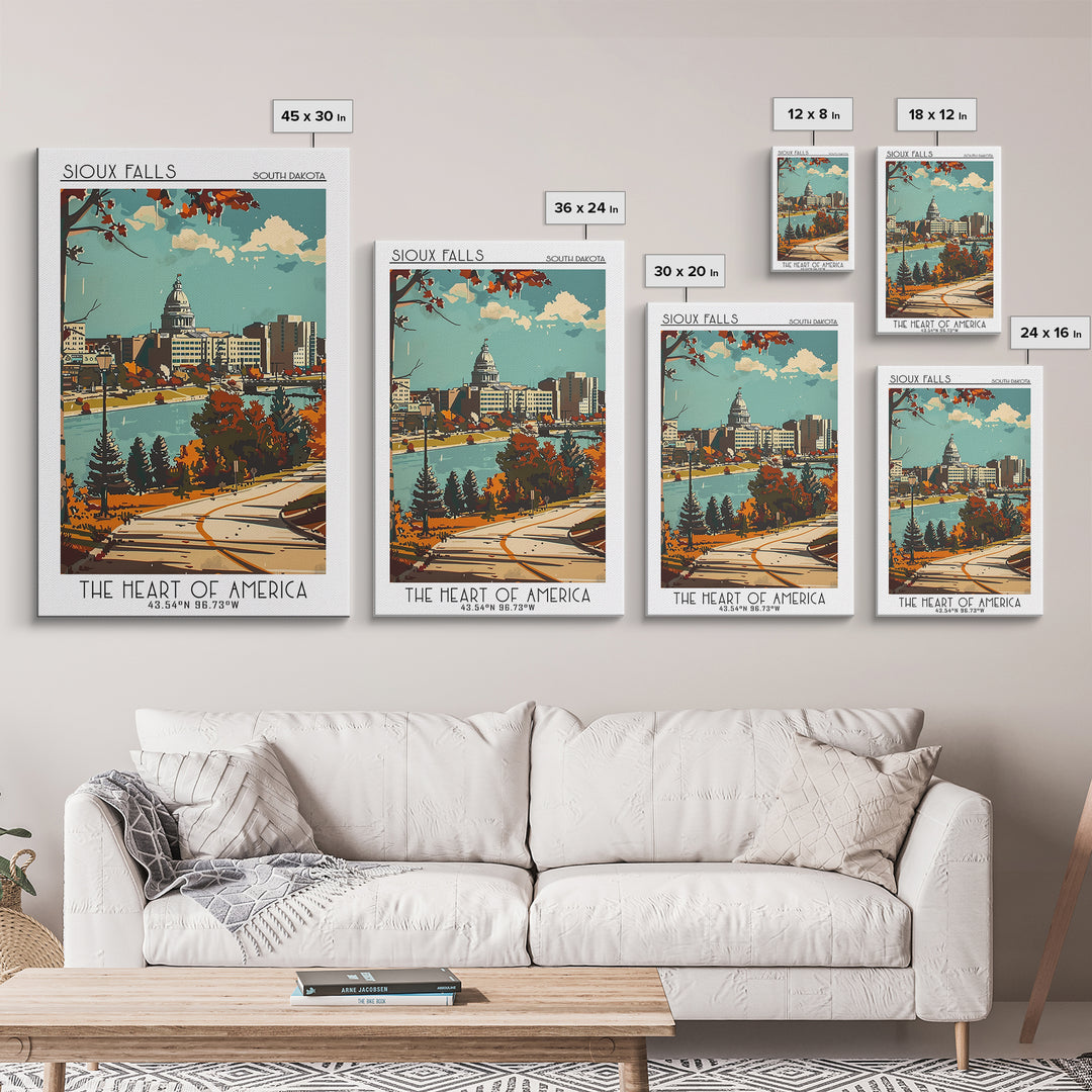 Sioux Falls South Dakota Travel Poster, Canvas Print, City Travel Poster, Travel Wall Decor, Retro Travel Print, Retro Travel Poster