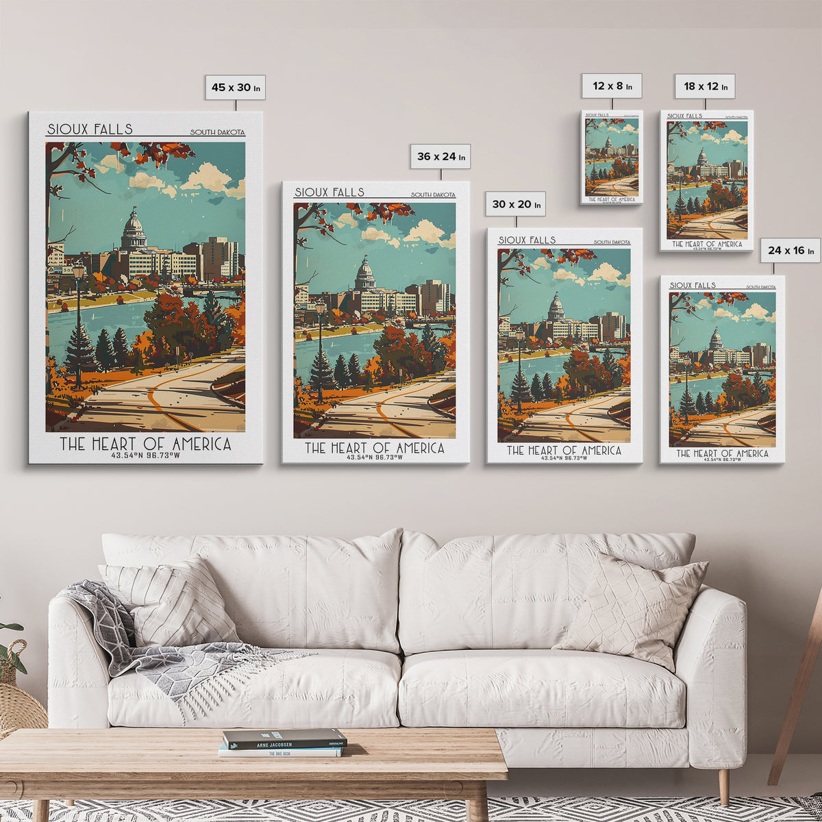 Sioux Falls South Dakota Travel Poster, Canvas Print, City Travel Poster, Travel Wall Decor, Retro Travel Print, Retro Travel Poster