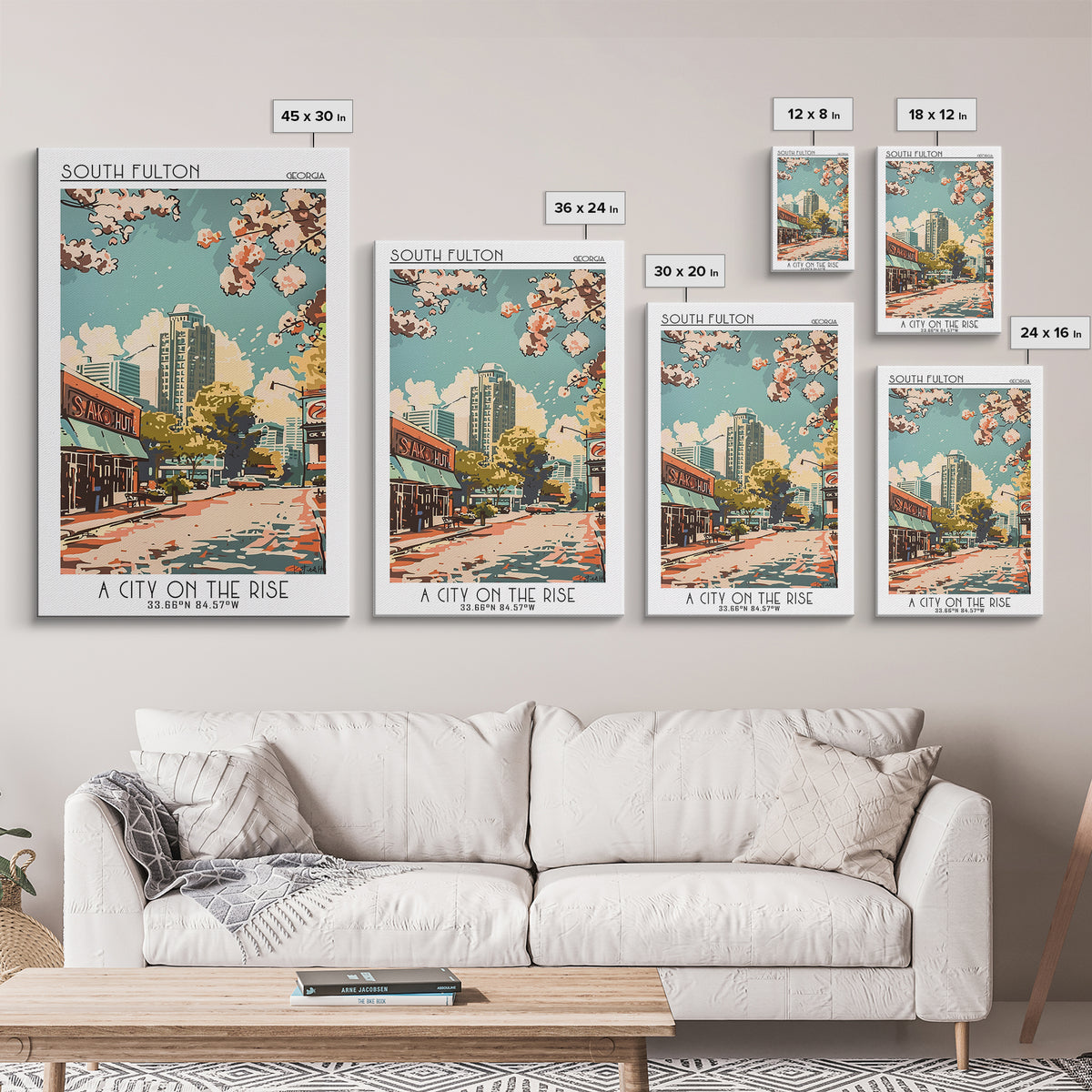 South Fulton Travel Poster, Framed Canvas Print, Vintage Travel Print, City Wall Art, Poster Print, Mid Century Wall Art, Poster Art