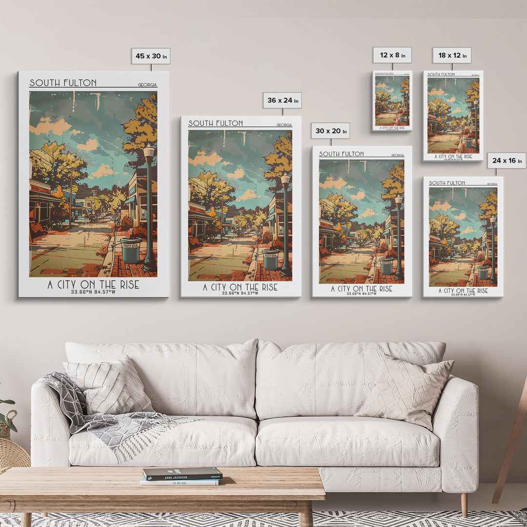 South Fulton Georgia Travel Poster, Canvas Print, Vintage Travel Print, City Wall Art, Travel Posters, Travel Wall Art, Travel Print