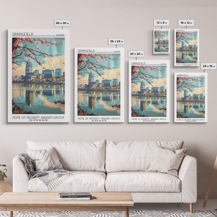 Springfield Travel Poster, Framed Canvas Print, City Travel Poster, Travel Wall Decor, Travel Prints, Travel Decor, Gallery Wall Set