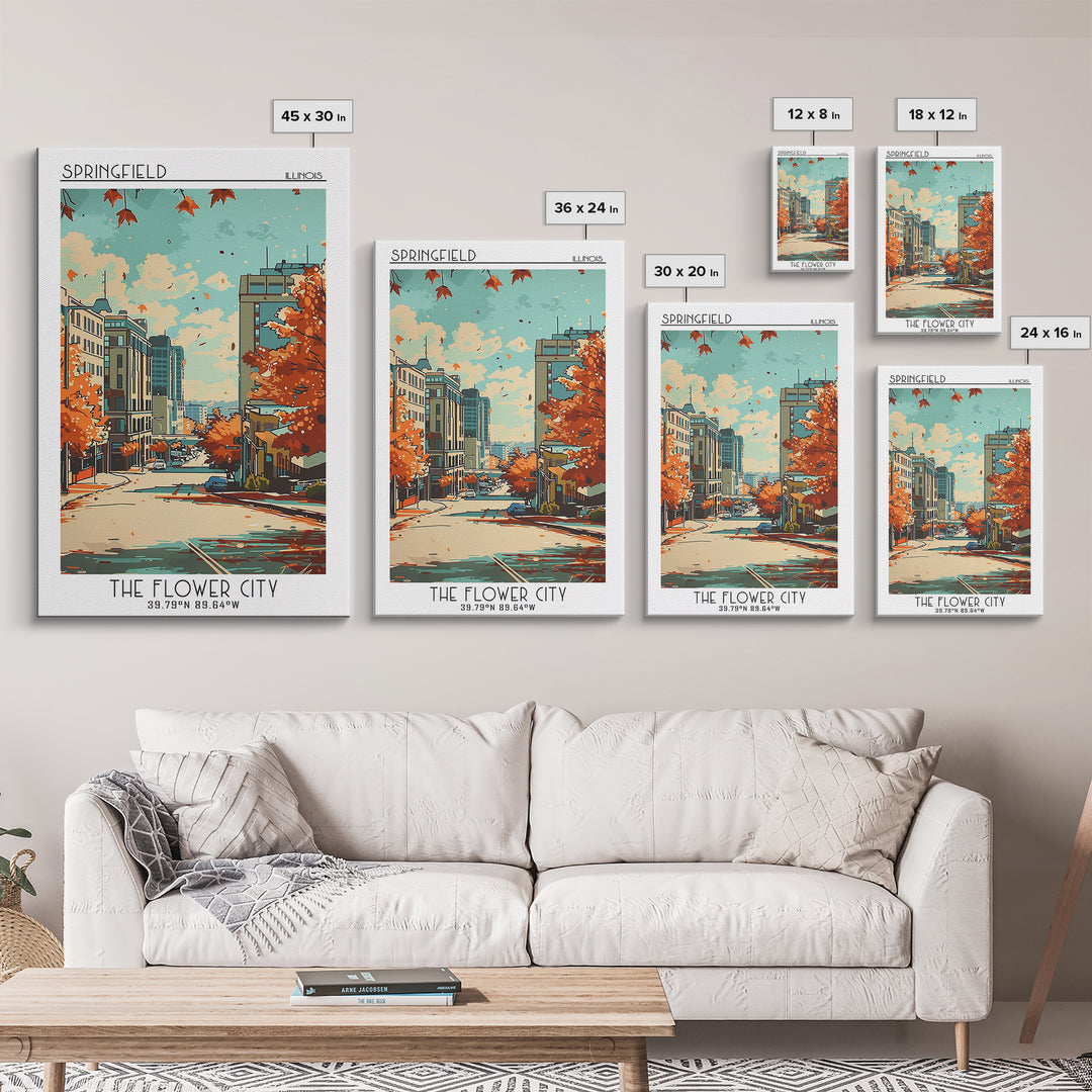 Springfield Illinois Travel Poster, Canvas Print, Vintage Travel Print, City Wall Art, Living Room Wall Art, Wall Art, Travel Prints