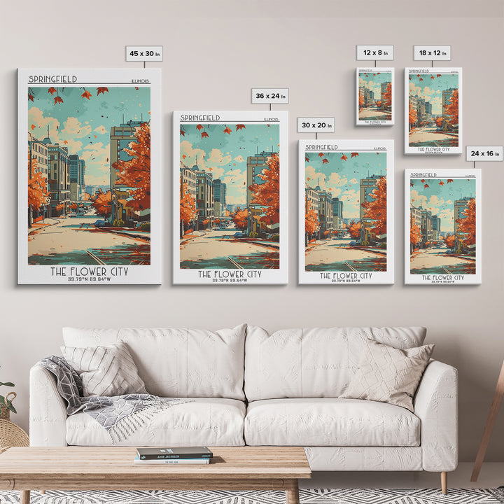 Springfield Illinois Travel Poster, Canvas Print, Vintage Travel Print, City Wall Art, Living Room Wall Art, Wall Art, Travel Prints
