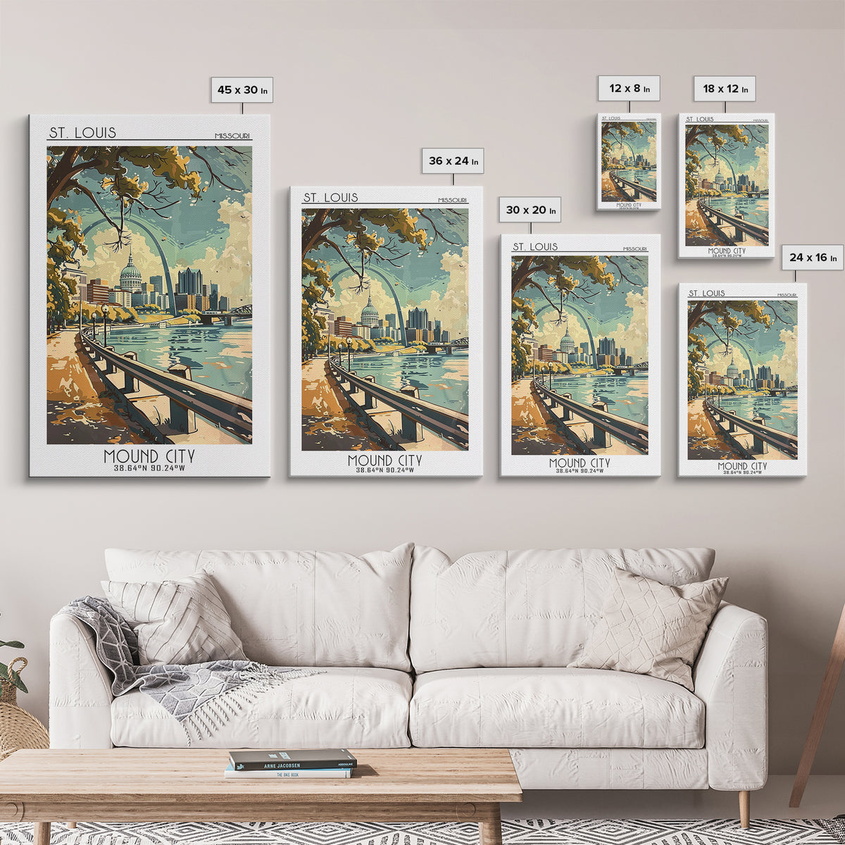 St Louis Travel Poster, Framed Canvas Print, Vintage Travel Print, City Wall Art, Vintage City Poster, Travel Prints, Vintage Travel