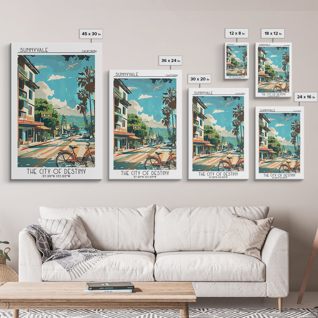 Sunnyvale California Travel Poster, Canvas Print, Retro Travel Poster, City Wall Art, Travel Posters, Retro Wall Art, City Art Print