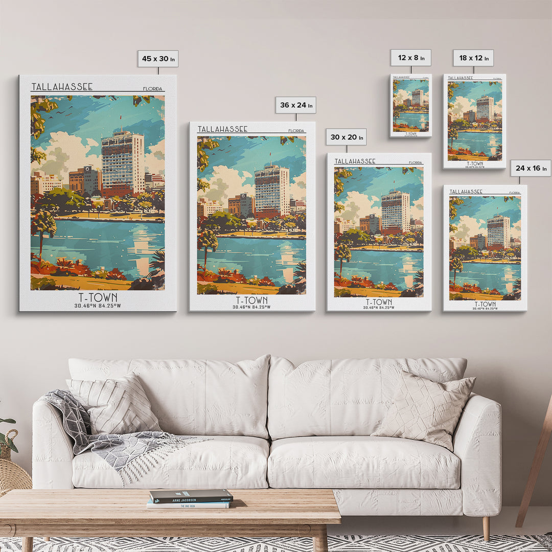 Tallahassee Florida Travel Poster, Framed Canvas Print, Travel Art Print, Modern Wall Decor, City Travel Poster, Retro Travel Poster