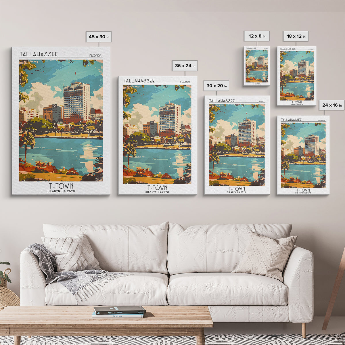 Tallahassee Florida Travel Poster, Framed Canvas Print, Travel Art Print, Modern Wall Decor, City Travel Poster, Retro Travel Poster
