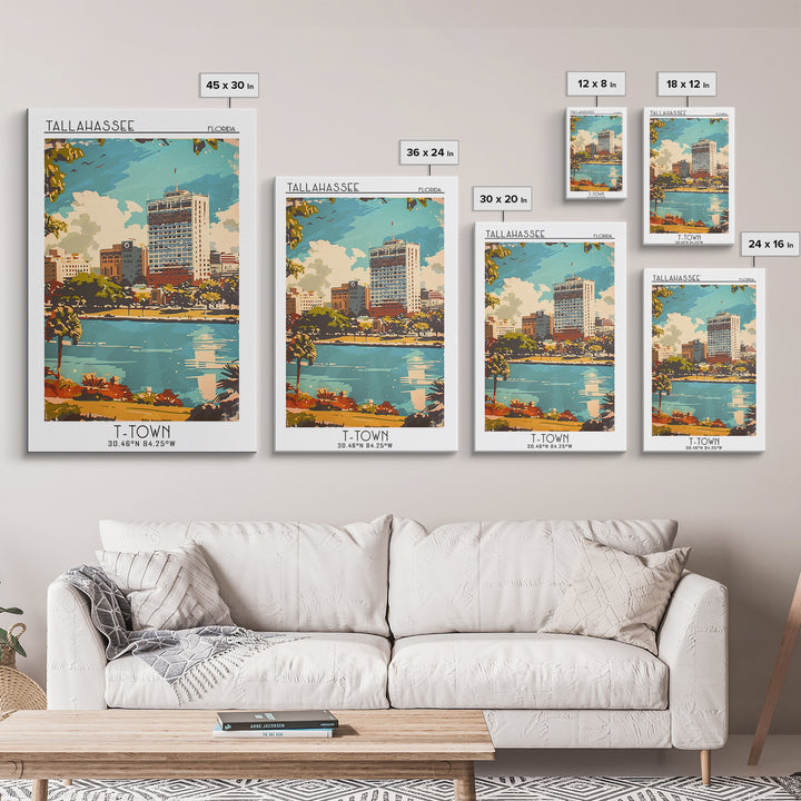 Tallahassee Florida Travel Poster, Framed Canvas Print, Travel Art Print, Modern Wall Decor, City Travel Poster, Retro Travel Poster