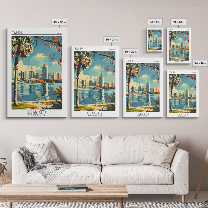 Tampa Travel Poster, Canvas Print, Retro Travel Poster, City Wall Art, Travel Print, Travel Prints, Home Decor, Living Room Wall Art