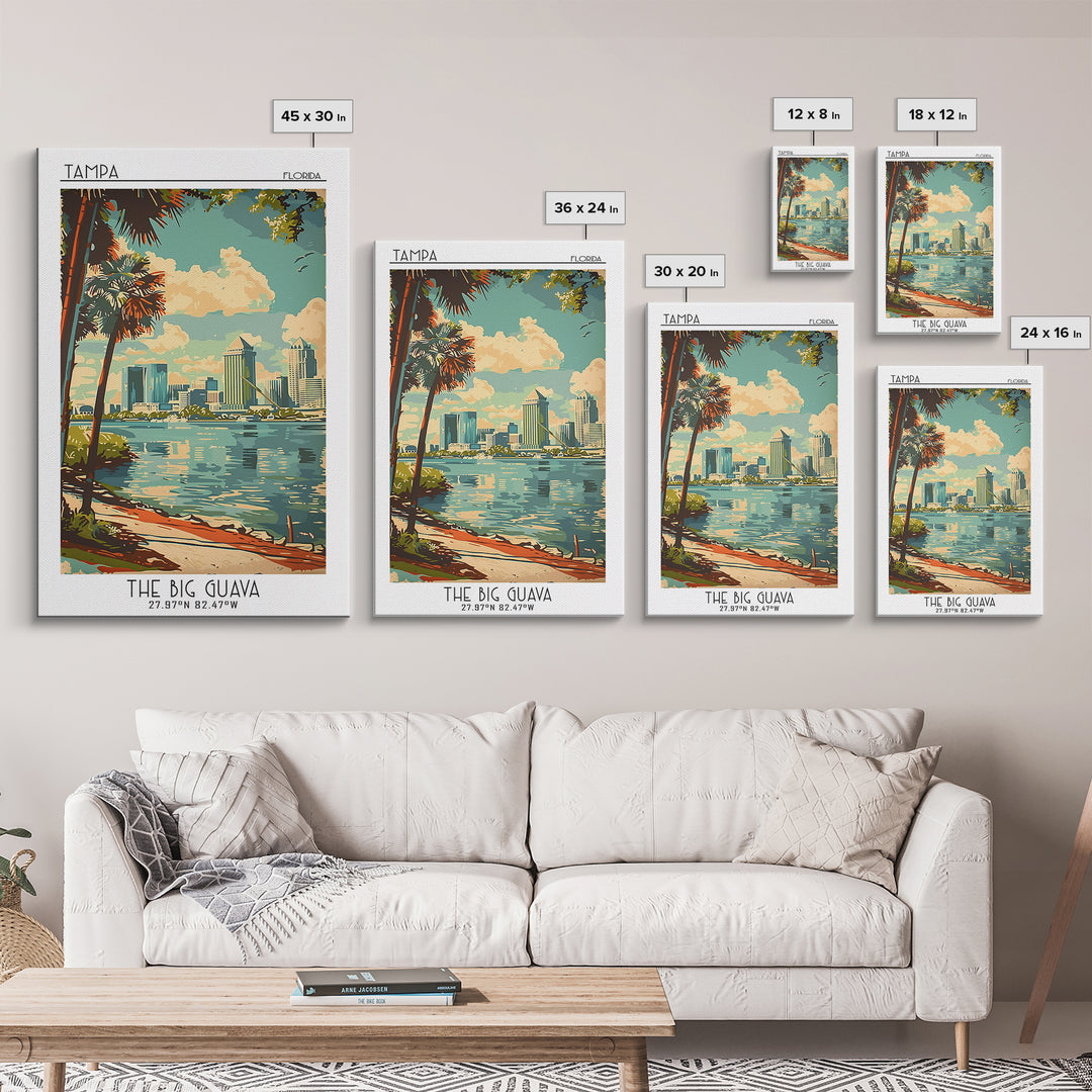 Tampa Florida Travel Poster, Canvas Print, Travel Wall Art, City Wall Art, Gallery Wall Set, City Art Print, Travel Prints, Wall Art