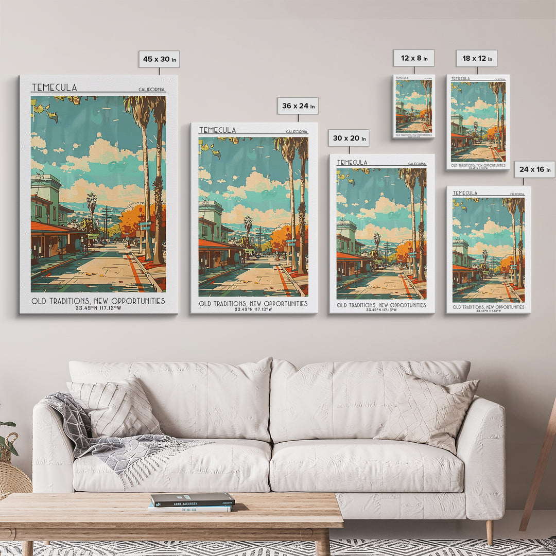Temecula Travel Poster, Framed Canvas Print, City Art Print, Travel Wall Art, Travel Decor, Wanderlust Gift, Travel Print, Art Print