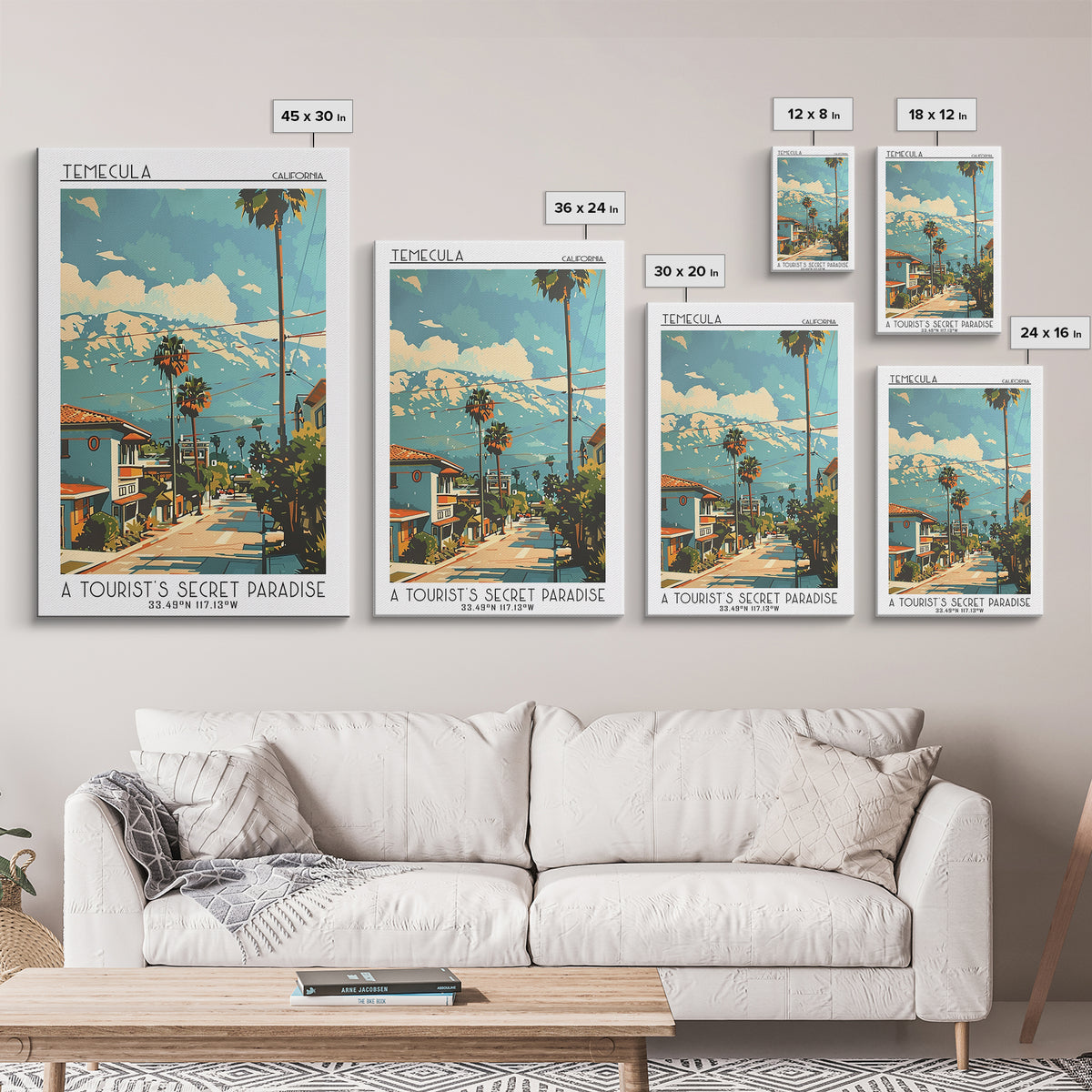 Temecula California Travel Poster, Canvas Print, Retro Wall Art, Travel Print, Travel Posters, Modern Wall Decor, City Travel Poster