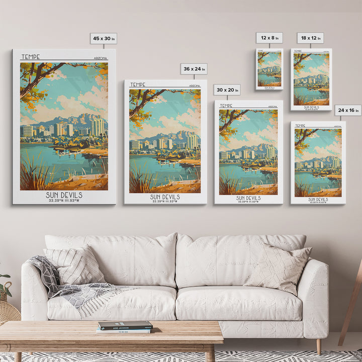 Tempe Arizona Travel Poster, Canvas Print, City Travel Poster, Travel Wall Art, Minimalist Poster, Colorful Wall Art, Travel Posters