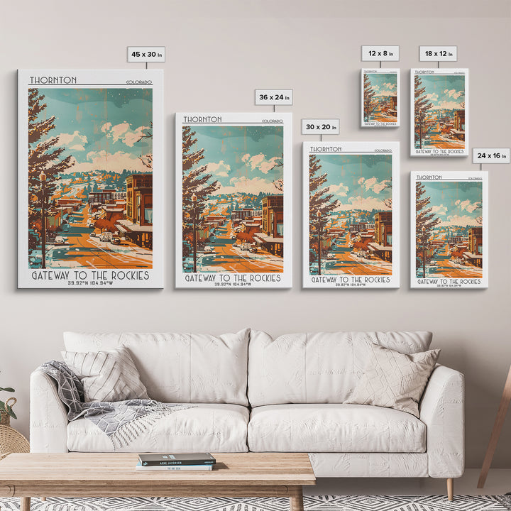 Thornton Travel Poster, Framed Canvas Print, City Art Print, Travel Wall Art, Travel Prints, City Illustration, Living Room Wall Art
