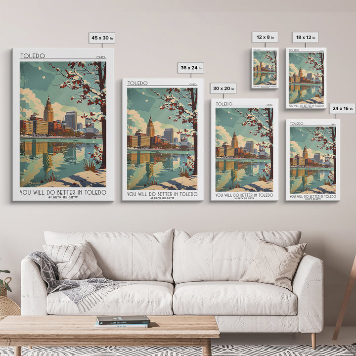 Toledo Travel Poster, Framed Canvas Print, Travel Prints, Landscape Art, Retro Travel Poster, City Travel Poster, Retro Travel Print