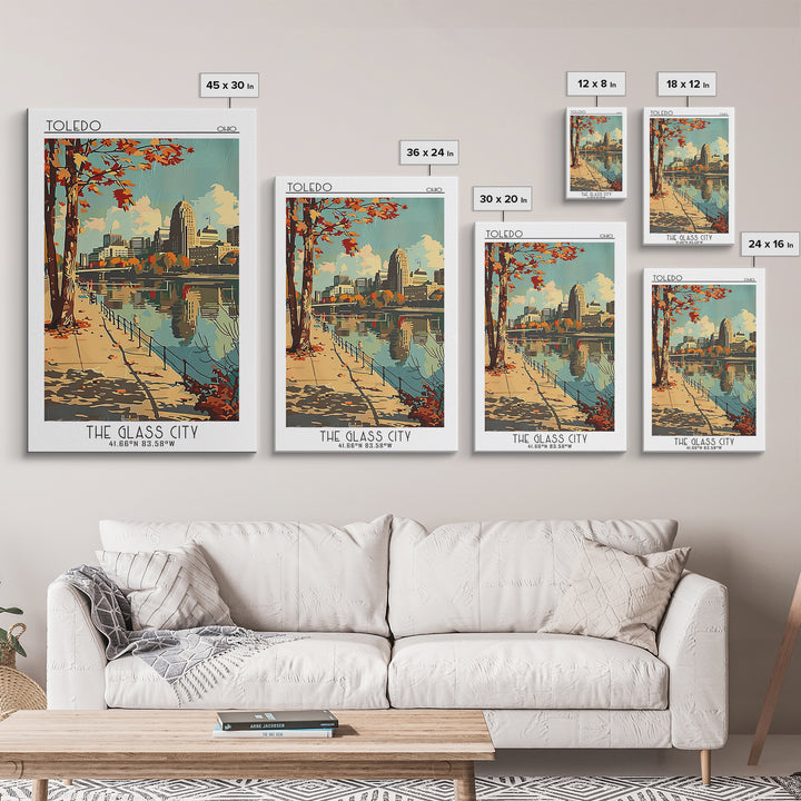 Toledo Ohio Travel Poster, Canvas Print, City Art Print, Travel Wall Art, Fine Art Print, Colorful Wall Art, Poster Print, Art Print