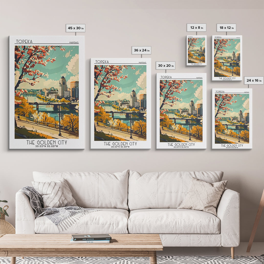 Topeka Travel Poster, Canvas Print, City Travel Poster, Travel Wall Decor, Retro Travel Poster, Fine Art Print, Living Room Wall Art