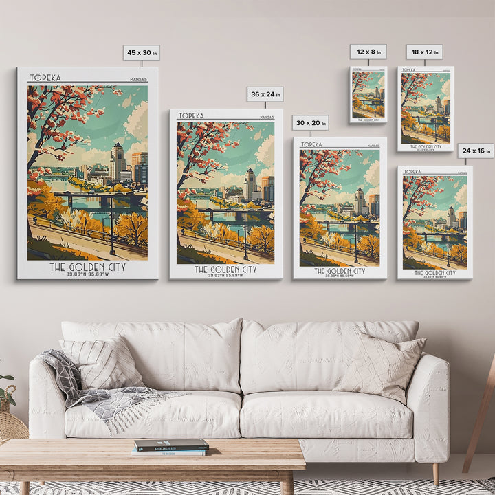 Topeka Travel Poster, Canvas Print, City Travel Poster, Travel Wall Decor, Retro Travel Poster, Fine Art Print, Living Room Wall Art