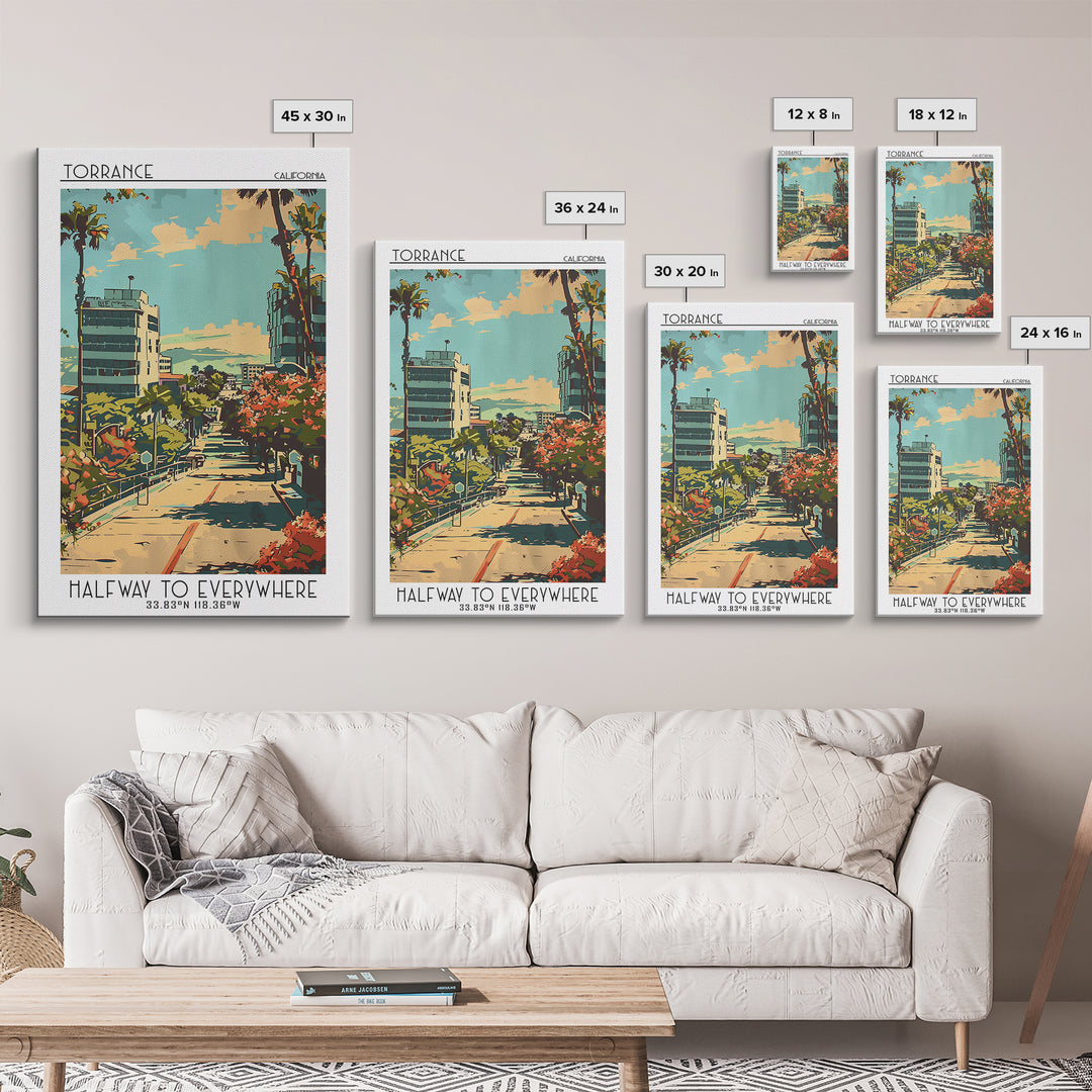 Torrance California Travel Poster, Canvas Print, City Travel Poster, Travel Wall Art, Travel Posters, Wanderlust Gift, Travel Prints