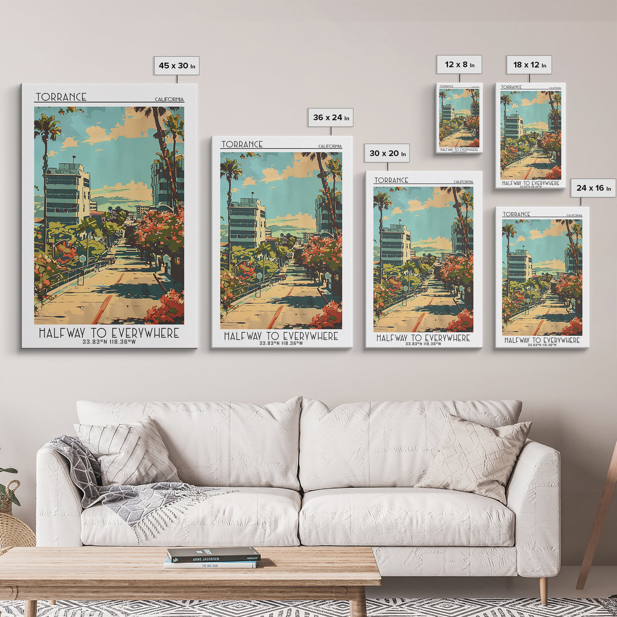 Torrance California Travel Poster, Canvas Print, City Travel Poster, Travel Wall Art, Travel Posters, Wanderlust Gift, Travel Prints