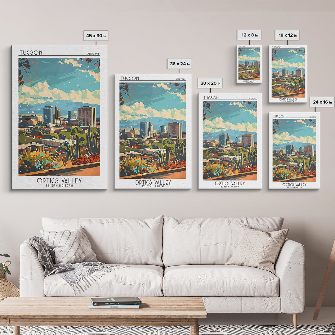 Tucson Travel Poster, Framed Canvas Print, Travel Prints, Landscape Art, Minimalist Poster, Wanderlust Gift, Art Print, Travel Decor
