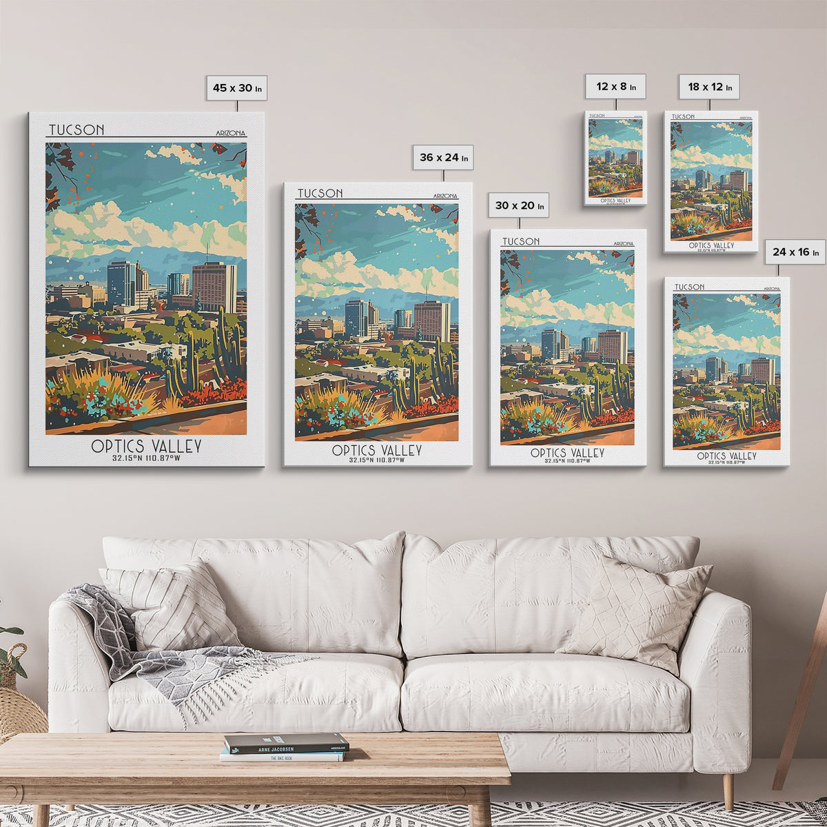 Tucson Travel Poster, Framed Canvas Print, Travel Prints, Landscape Art, Minimalist Poster, Wanderlust Gift, Art Print, Travel Decor