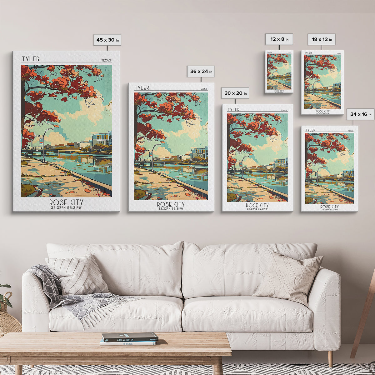 Tyler Texas Travel Poster, Canvas Print, Retro Travel Poster, City Wall Art, Retro Travel Print, Vintage Poster, Wall Art, Art Print