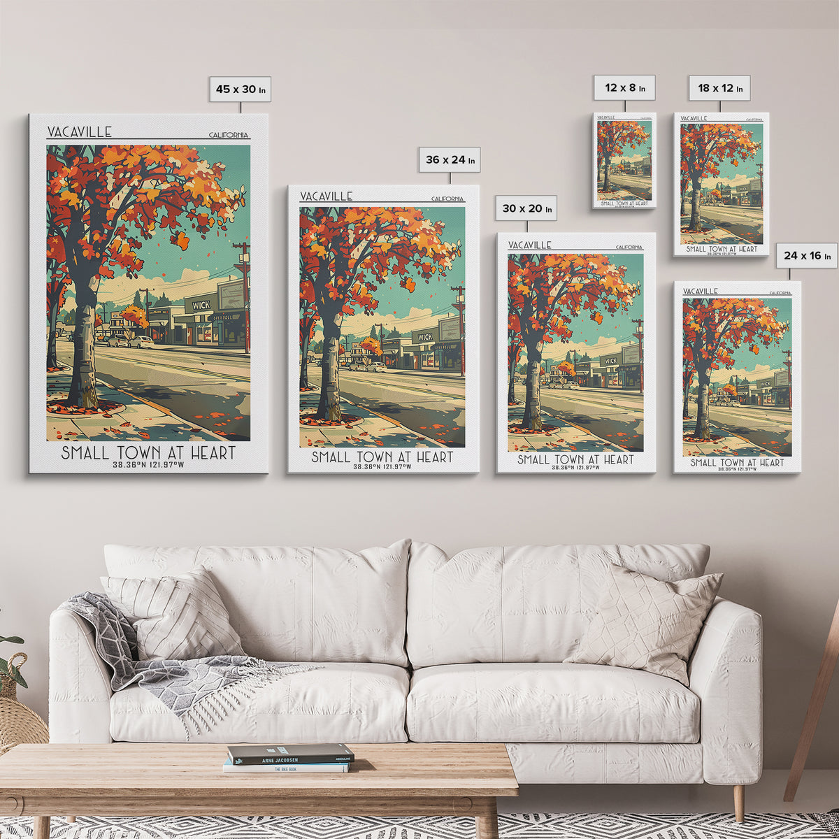 Vacaville Travel Poster, Framed Canvas Print, City Travel Poster, Travel Wall Art, City Illustration, Living Room Wall Art, Wall Art