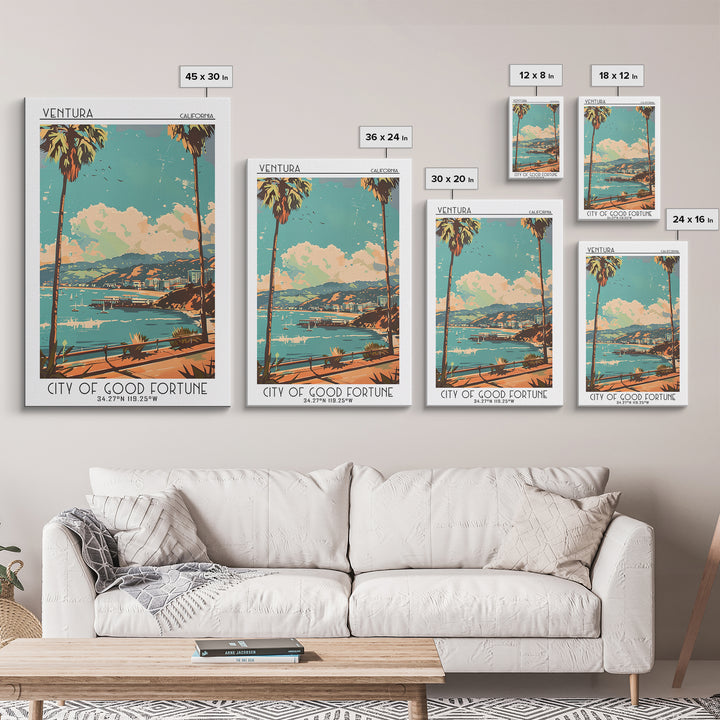Ventura Travel Poster, Framed Canvas Print, Travel Wall Decor, Minimalist Poster, Poster Print, Travel Wall Art, Retro Travel Poster