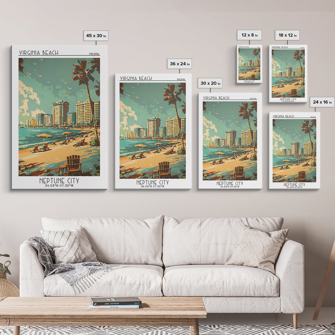 Virginia Beach Virginia Travel Poster, Canvas Print, City Art Print, Travel Wall Art, Vintage Travel Art, Travel Print, Poster Print