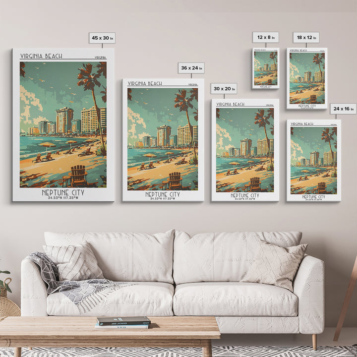 Virginia Beach Virginia Travel Poster, Canvas Print, City Art Print, Travel Wall Art, Vintage Travel Art, Travel Print, Poster Print