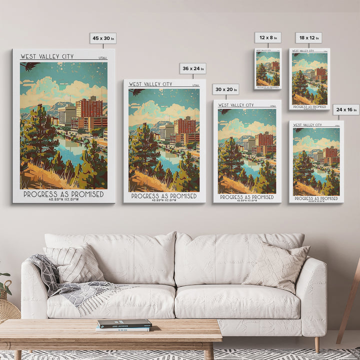 West Valley City Travel Poster, Canvas Print, Retro Travel Poster, City Wall Art, Travel Posters, Minimalist Poster, Travel Wall Art